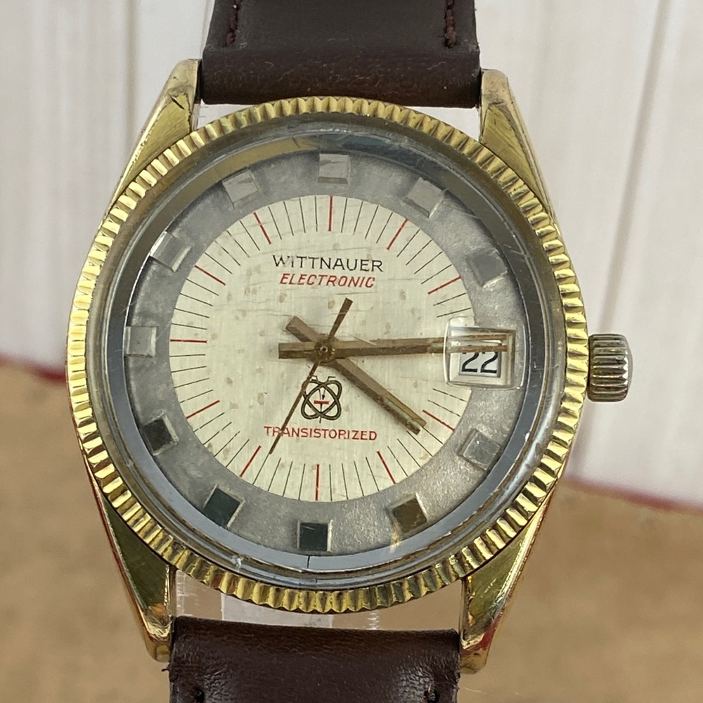 Vintage Swiss Wittnauer Electronic Transistorized Gold Plated Man's Watch